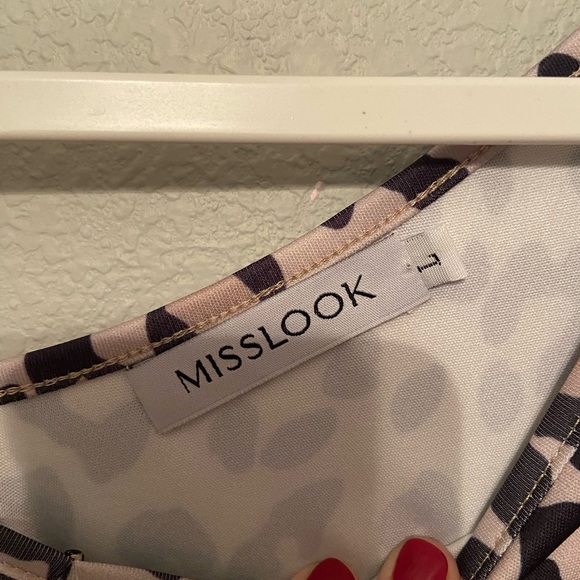 MISSLOOK Animal Print Long Sleeve Cotton Blend Blouse Size Large.  B27 - Picture 5 of 5